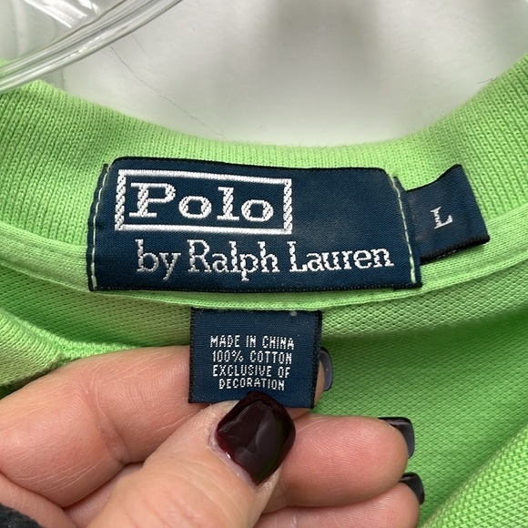 Polo by Ralph Lauren Lime Green with Purple Pony‎ Polo - Large - Picture 2 of 3
